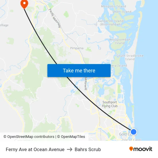 Ferny Ave at Ocean Avenue to Bahrs Scrub map