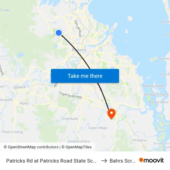 Patricks Rd at Patricks Road State School to Bahrs Scrub map