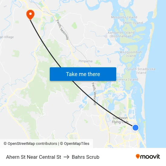 Ahern St Near Central St to Bahrs Scrub map