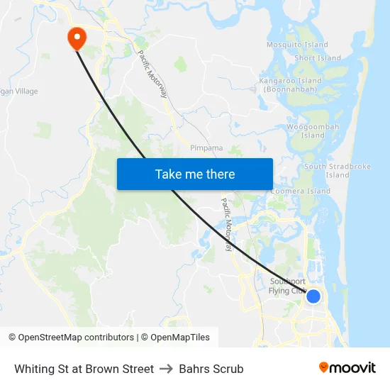 Whiting St at Brown Street to Bahrs Scrub map