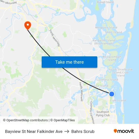 Bayview St Near Falkinder Ave to Bahrs Scrub map