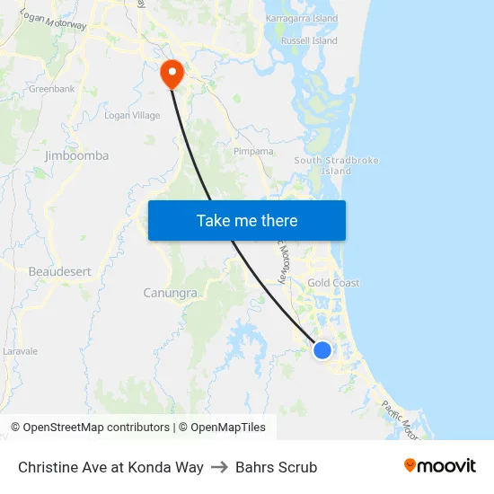 Christine Ave at Konda Way to Bahrs Scrub map