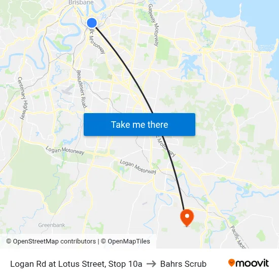 Logan Rd at Lotus Street, Stop 10a to Bahrs Scrub map