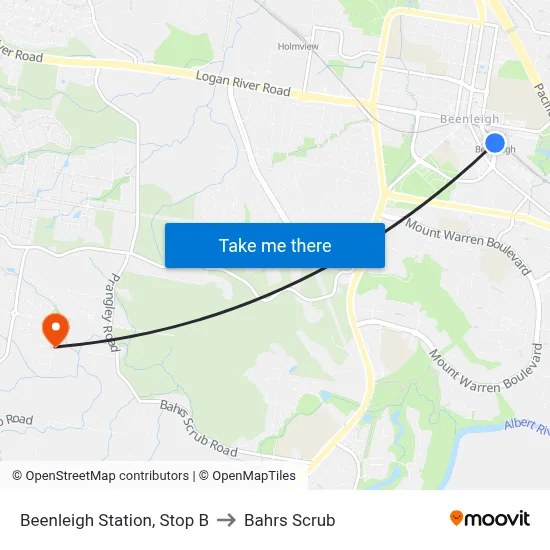 Beenleigh Station, Stop B to Bahrs Scrub map