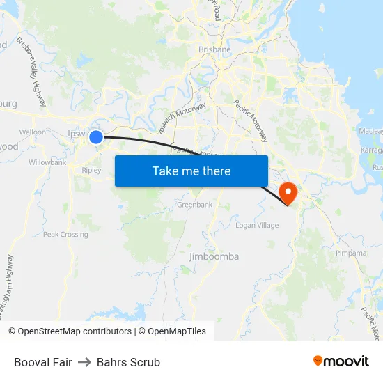 Booval Fair to Bahrs Scrub map