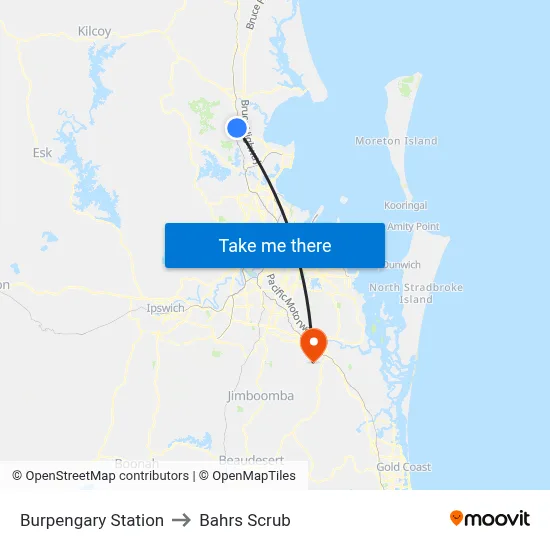 Burpengary Station to Bahrs Scrub map