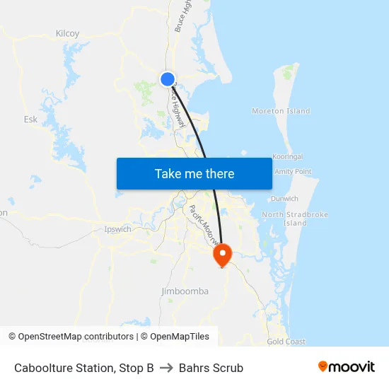 Caboolture Station, Stop B to Bahrs Scrub map