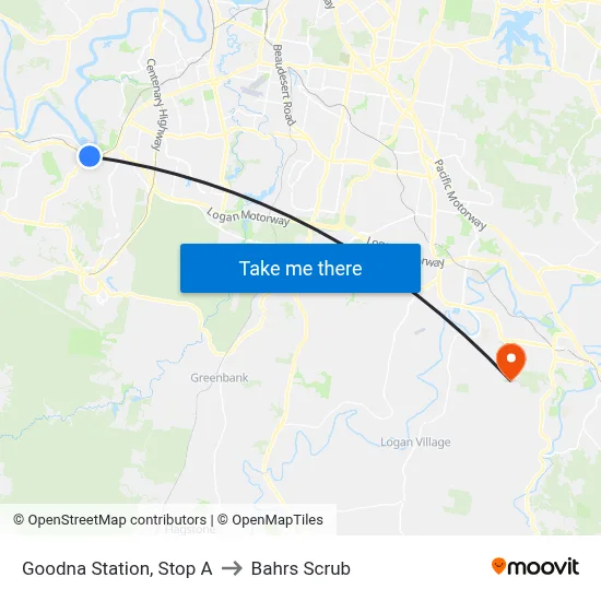 Goodna Station, Stop A to Bahrs Scrub map