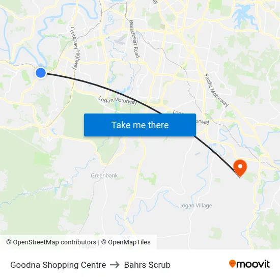 Goodna Shopping Centre to Bahrs Scrub map