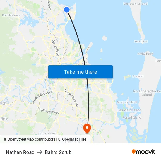Nathan Road to Bahrs Scrub map