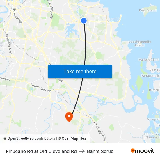 Finucane Rd at Old Cleveland Rd to Bahrs Scrub map
