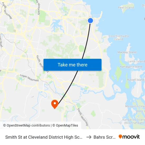 Smith St at Cleveland District High School to Bahrs Scrub map