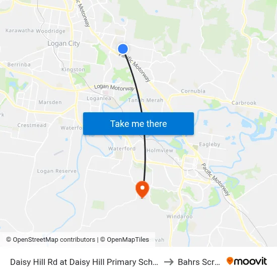 Daisy Hill Rd at Daisy Hill Primary School to Bahrs Scrub map