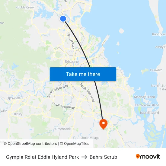 Gympie Rd at Eddie Hyland Park to Bahrs Scrub map