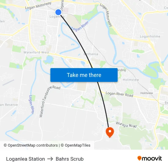 Loganlea Station to Bahrs Scrub map