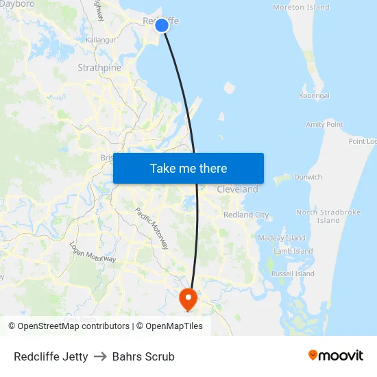 Redcliffe Jetty to Bahrs Scrub map