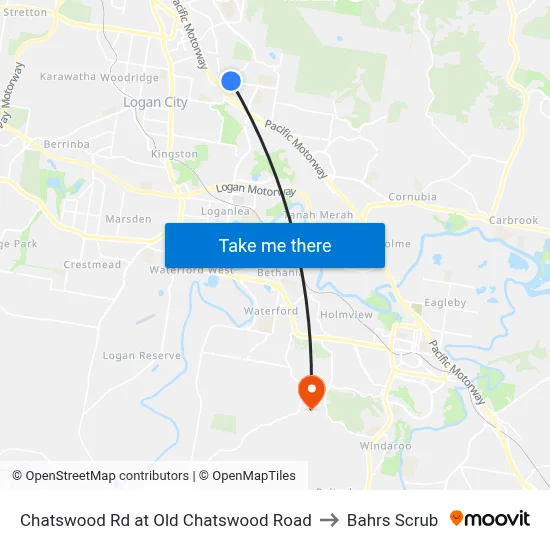 Chatswood Rd at Old Chatswood Road to Bahrs Scrub map