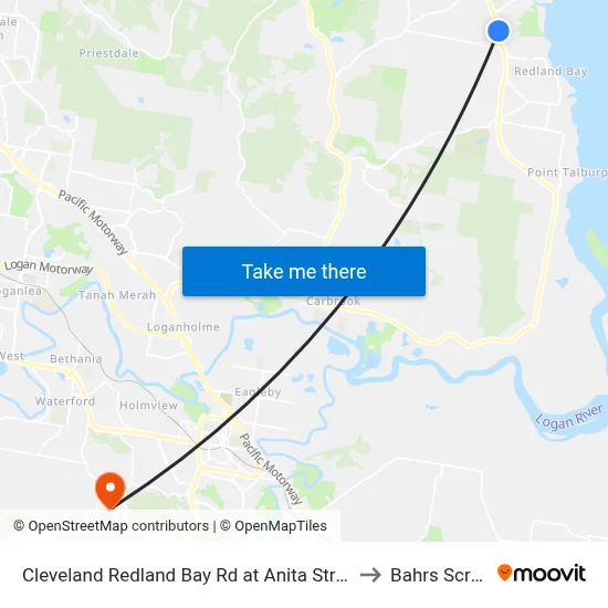 Cleveland Redland Bay Rd at Anita Street to Bahrs Scrub map