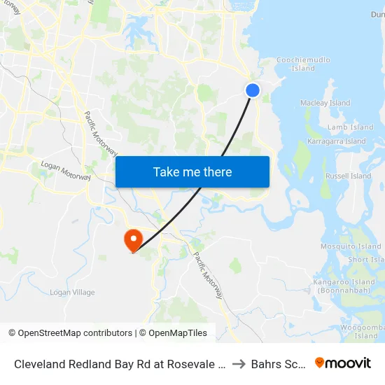 Cleveland Redland Bay Rd at Rosevale Court to Bahrs Scrub map