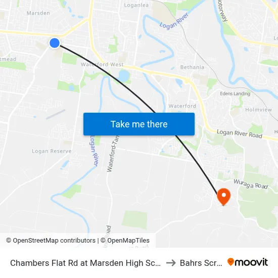 Chambers Flat Rd at Marsden High School to Bahrs Scrub map