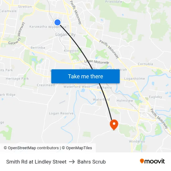 Smith Rd at Lindley Street to Bahrs Scrub map
