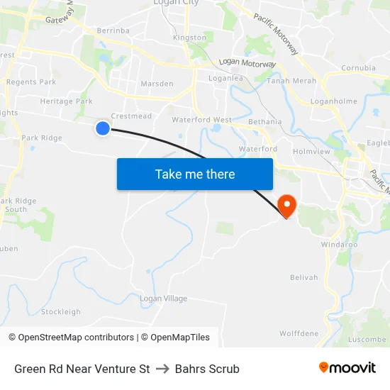 Green Rd Near Venture St to Bahrs Scrub map