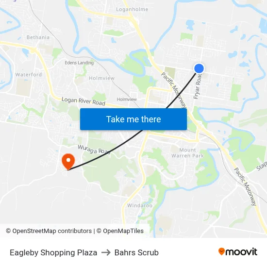 Eagleby Shopping Plaza to Bahrs Scrub map