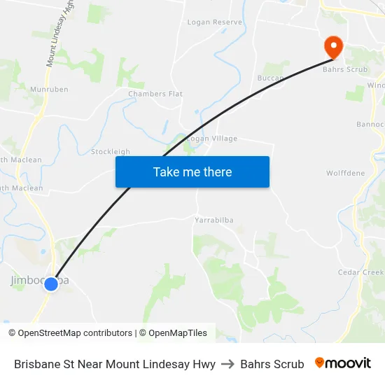 Brisbane St Near Mount Lindesay Hwy to Bahrs Scrub map