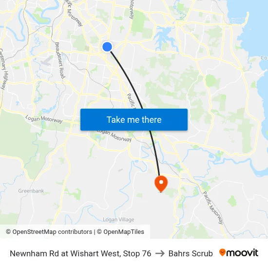 Newnham Rd at Wishart West, Stop 76 to Bahrs Scrub map