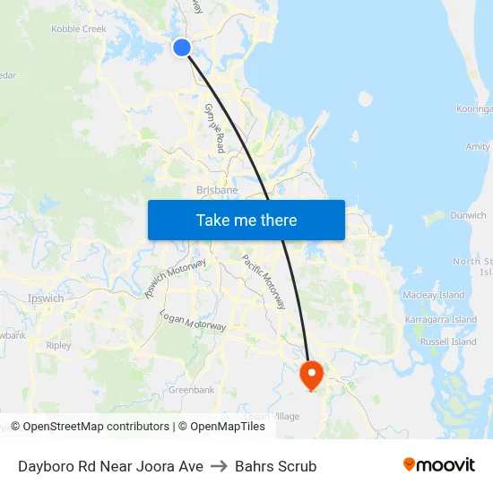 Dayboro Rd Near Joora Ave to Bahrs Scrub map