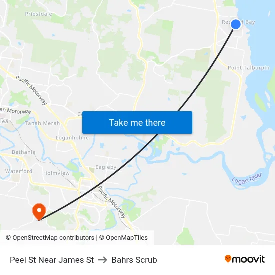 Peel St Near James St to Bahrs Scrub map
