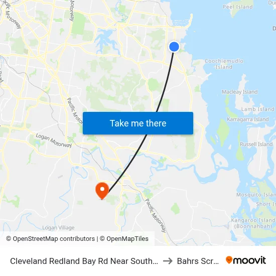 Cleveland Redland Bay Rd Near South St to Bahrs Scrub map