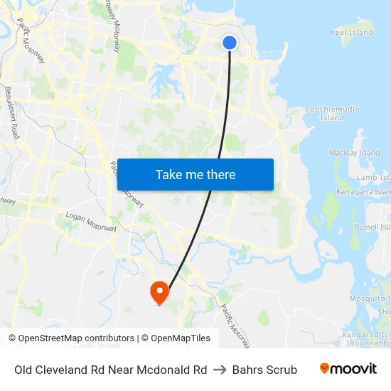 Old Cleveland Rd Near Mcdonald Rd to Bahrs Scrub map