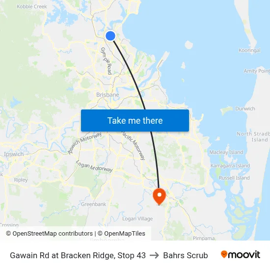 Gawain Rd at Bracken Ridge, Stop 43 to Bahrs Scrub map