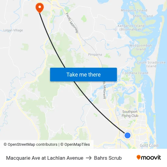 Macquarie Ave at Lachlan Avenue to Bahrs Scrub map