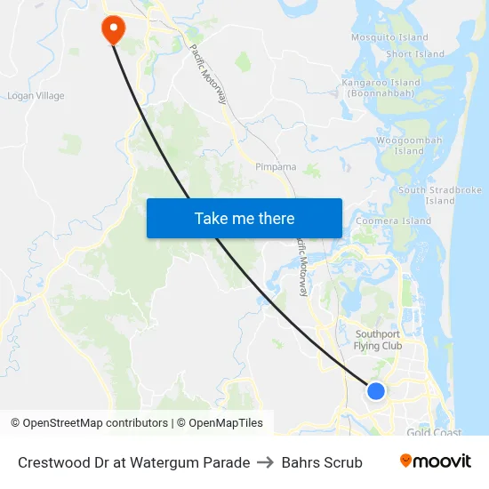 Crestwood Dr at Watergum Parade to Bahrs Scrub map