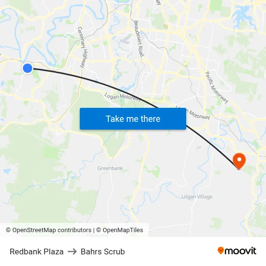 Redbank Plaza to Bahrs Scrub map