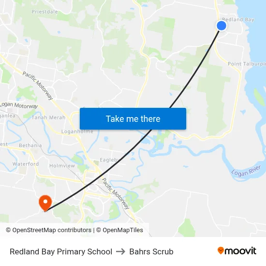 Redland Bay Primary School to Bahrs Scrub map