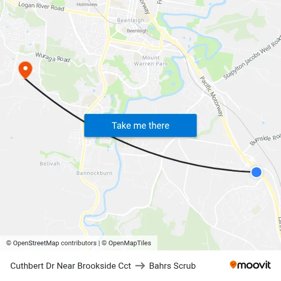 Cuthbert Dr Near Brookside Cct to Bahrs Scrub map