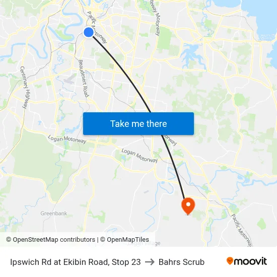 Ipswich Rd at Ekibin Road, Stop 23 to Bahrs Scrub map