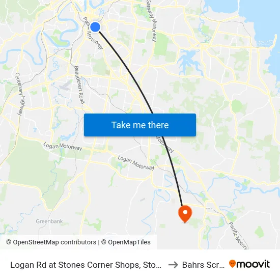 Logan Rd at Stones Corner Shops, Stop 17a to Bahrs Scrub map