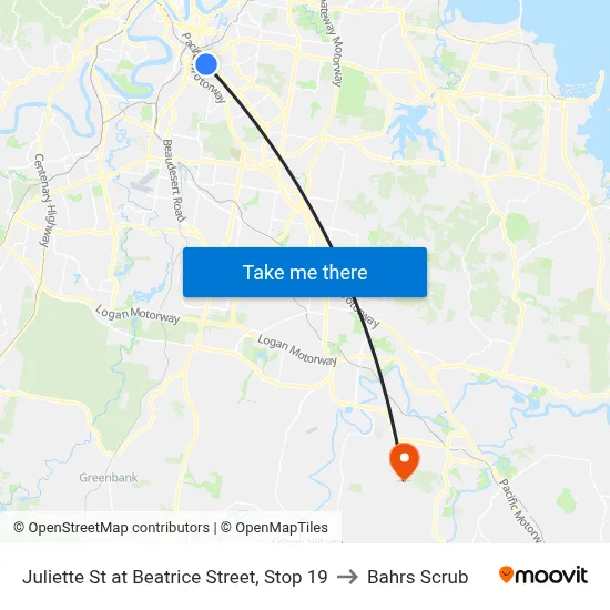 Juliette St at Beatrice Street, Stop 19 to Bahrs Scrub map