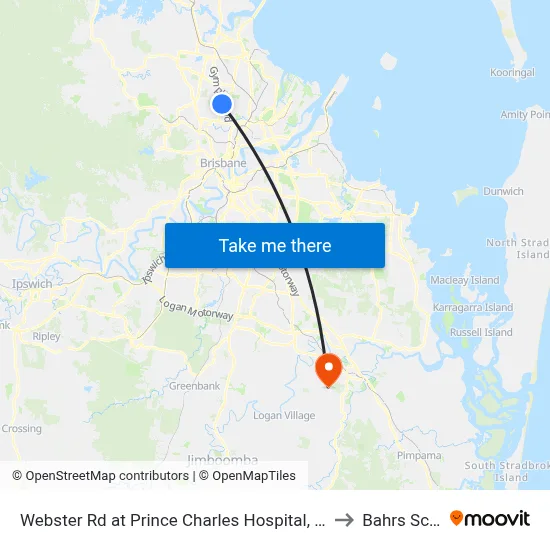 Webster Rd at Prince Charles Hospital, Stop 38 to Bahrs Scrub map