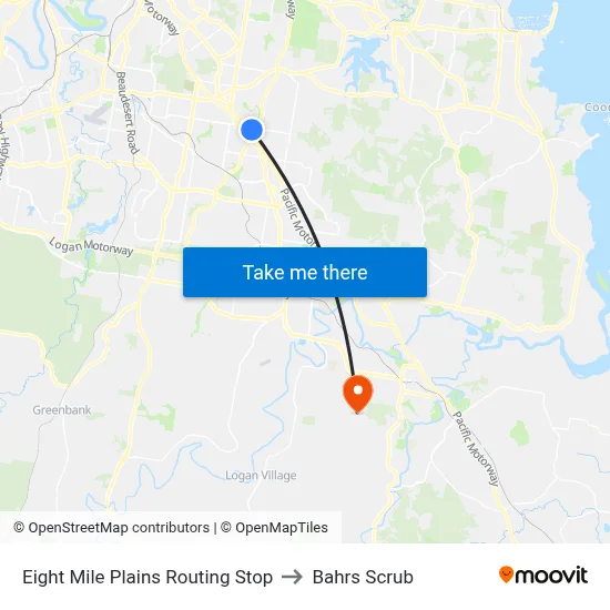 Eight Mile Plains Routing Stop to Bahrs Scrub map