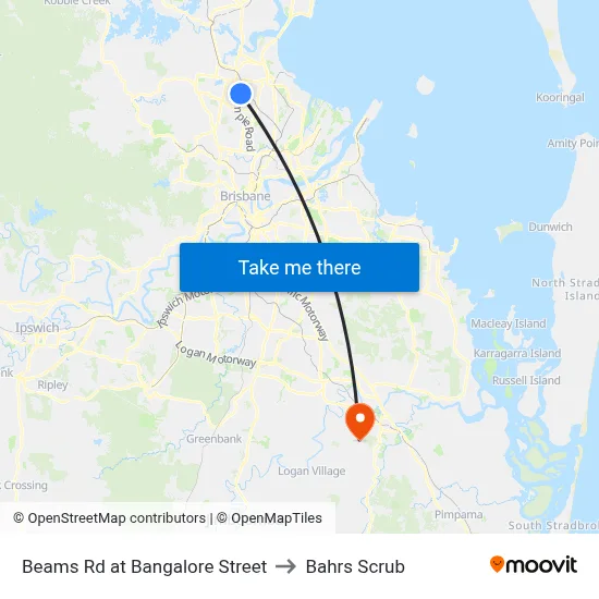 Beams Rd at Bangalore Street to Bahrs Scrub map