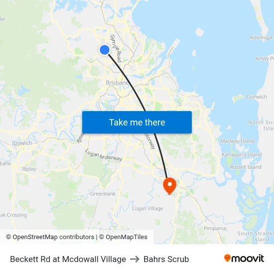 Beckett Rd at Mcdowall Village to Bahrs Scrub map