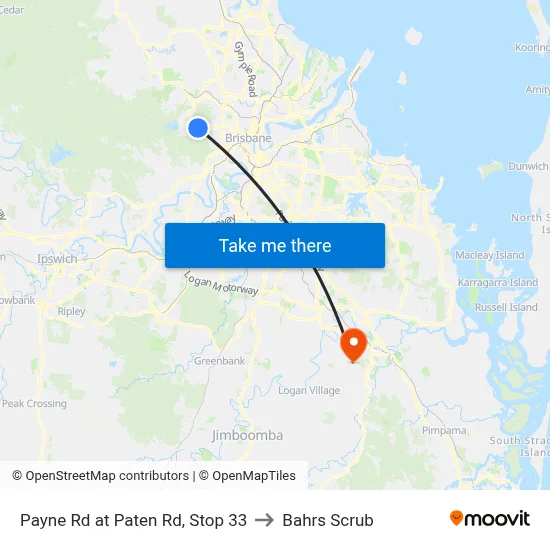 Payne Rd at Paten Rd, Stop 33 to Bahrs Scrub map