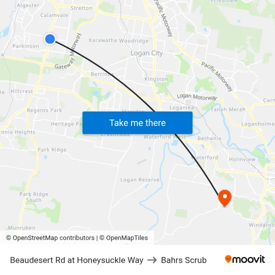 Beaudesert Rd at Honeysuckle Way to Bahrs Scrub map
