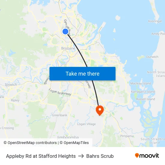 Appleby Rd at Stafford Heights to Bahrs Scrub map