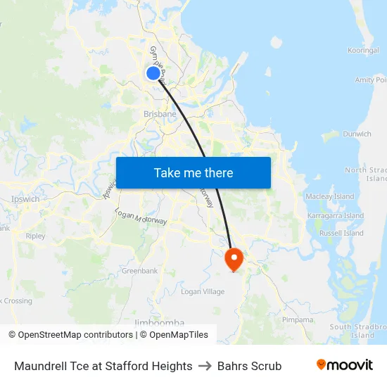 Maundrell Tce at Stafford Heights to Bahrs Scrub map